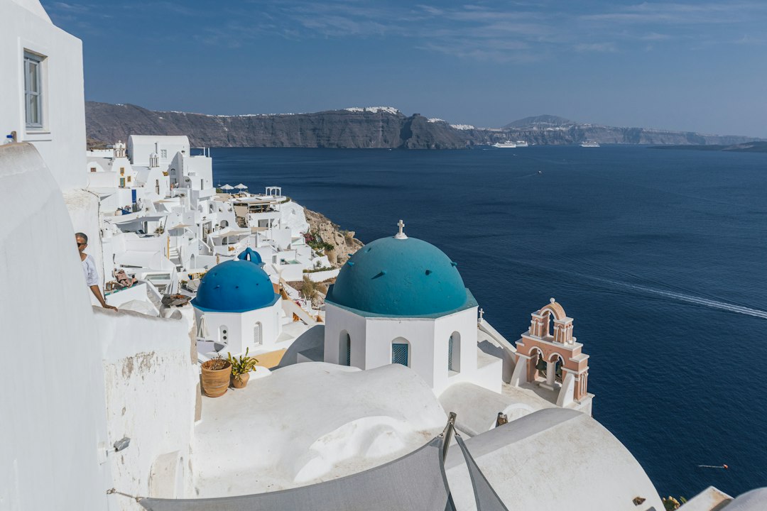 Blue-domed church in Santorini